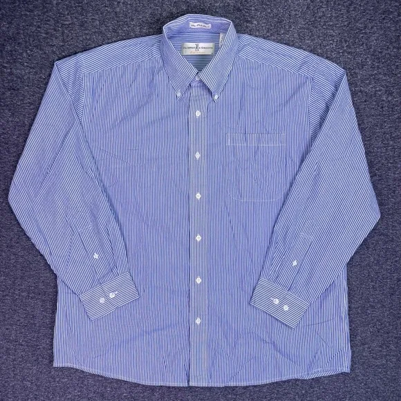 VTG Fairway & Greene Shirt Men L Blue Stripe Club Long Sleeve Preppy Golf Button - Picture 9 of 16